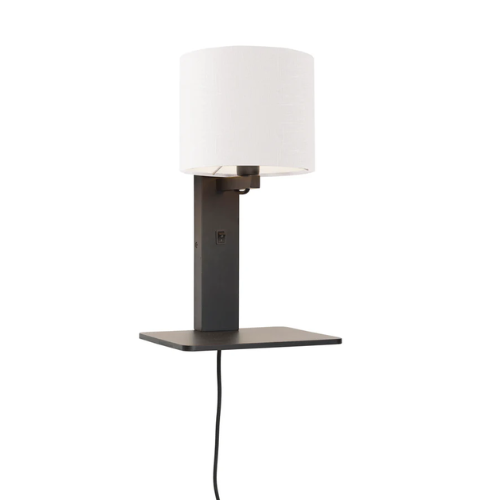 Good&Mojo Wandlamp Andes bamboe zw. plank/kap 18x15cm ecolin. wit